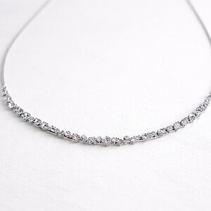Givenchy Signed Crystal Necklace - Silver Tone Tennis Style - 18 Inch
